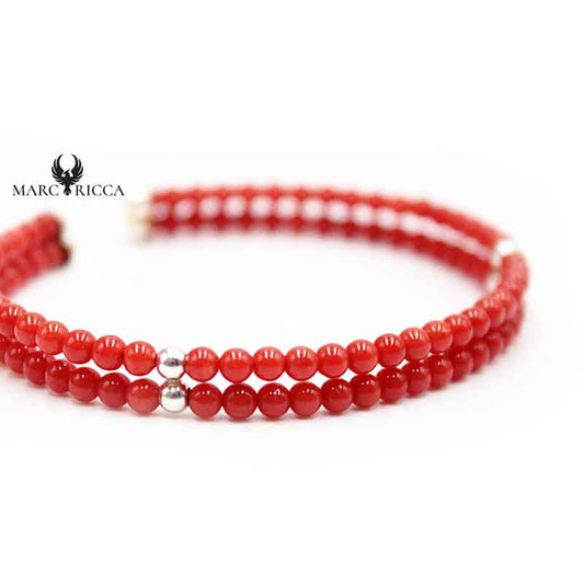 Bracelet Jonc Argent 2 Rangs de Corail