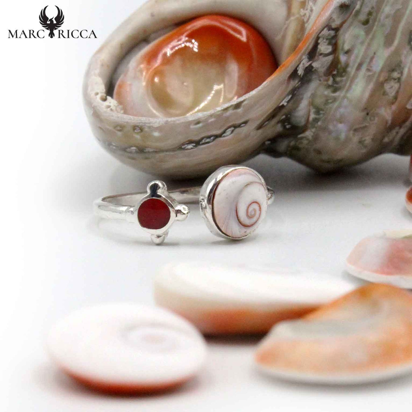 Bague Argent Œil Sainte Lucie & Corail