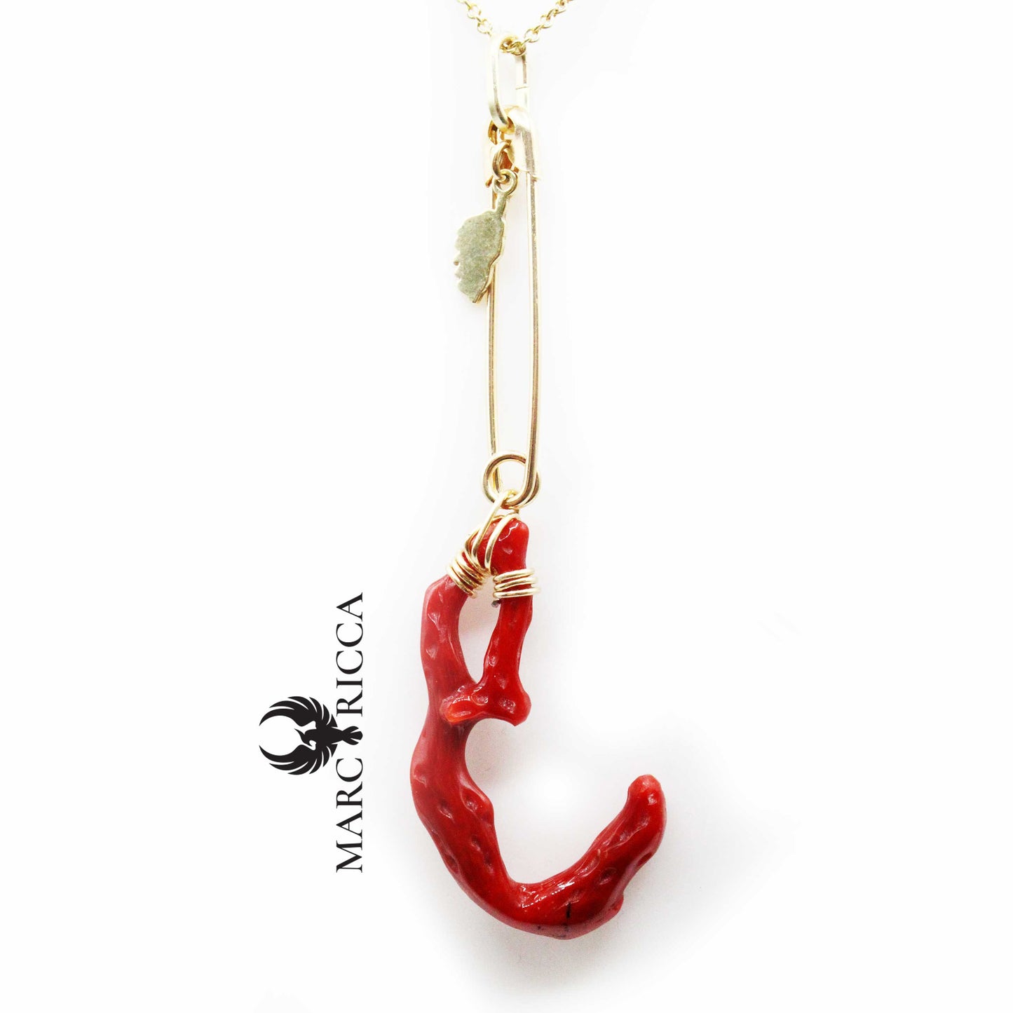 Pendentif Argent Epingle Branche de Corail & Corse Vermeil
