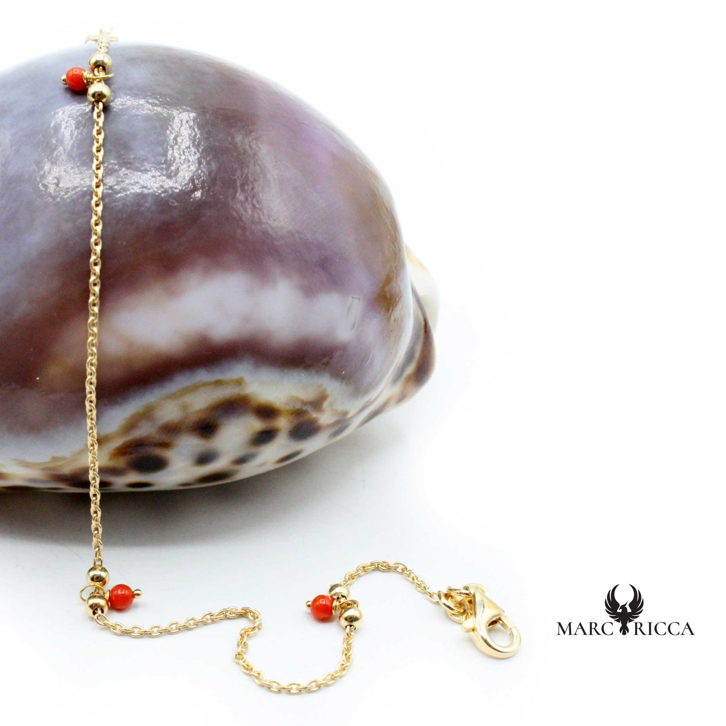 Bracelet Argent Chainette & Perles Corail Vermeil