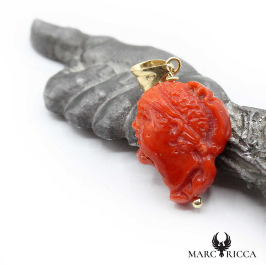 Pendentif Or Tête de Maure Corail