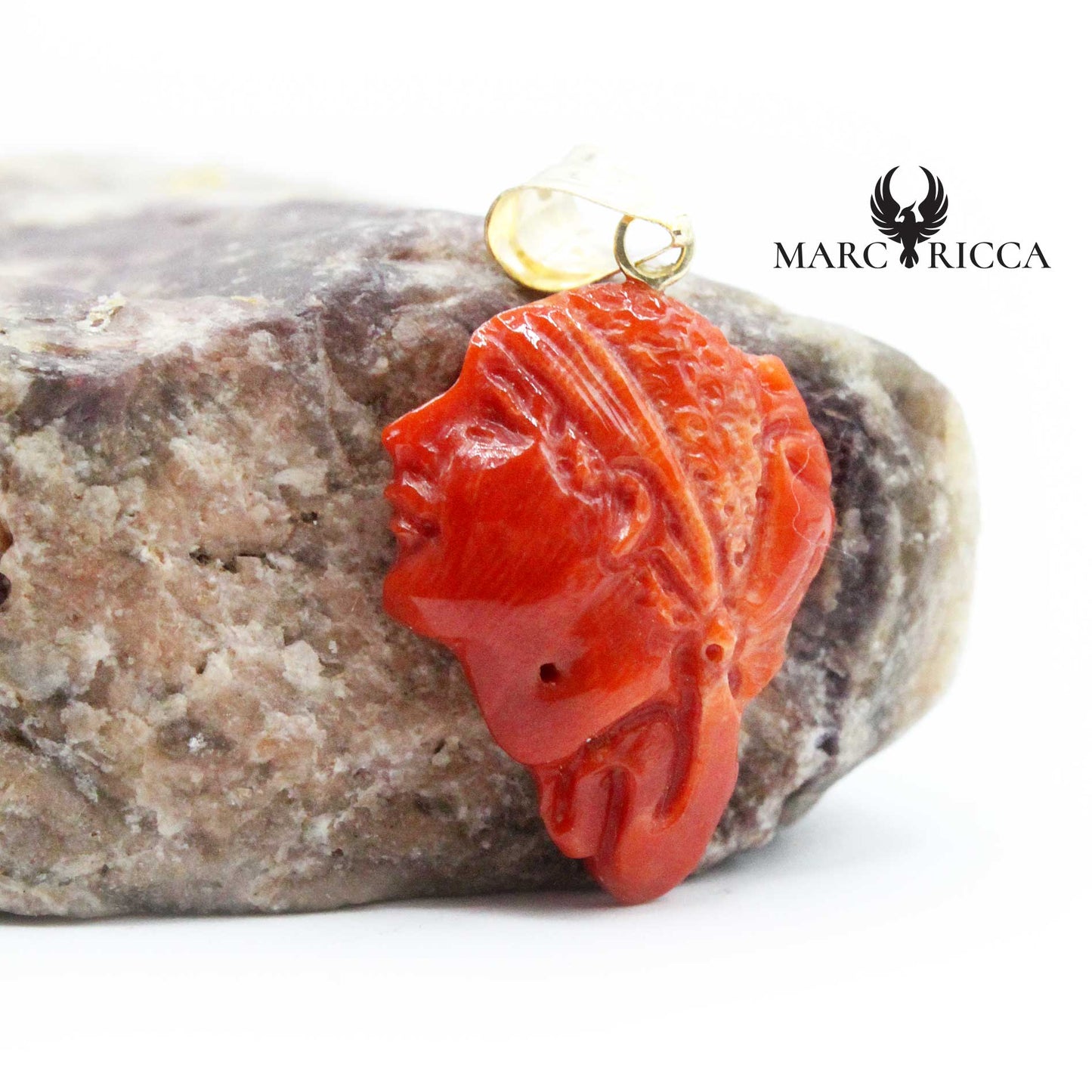 Pendentif Or Tête de Maure Corail
