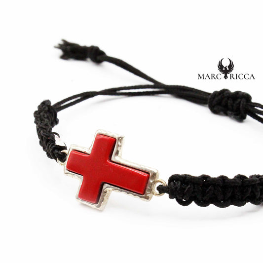 Bracelet Argent Croix Corail