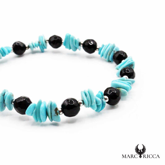 Bracelet Argent Elastique Turquoise