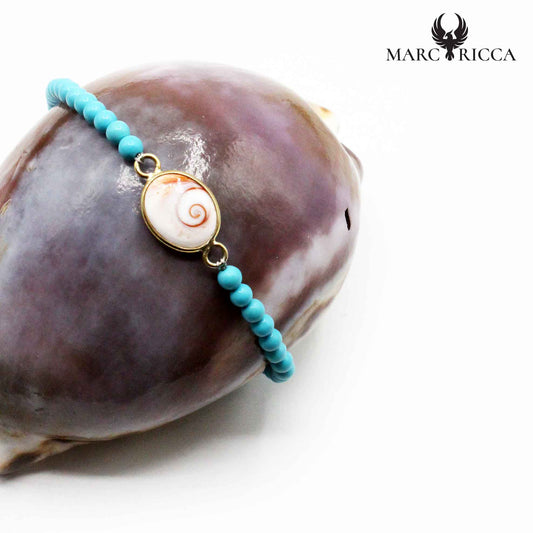 Bracelet Argent œil de St-Lucie & Turquoise Vermeil