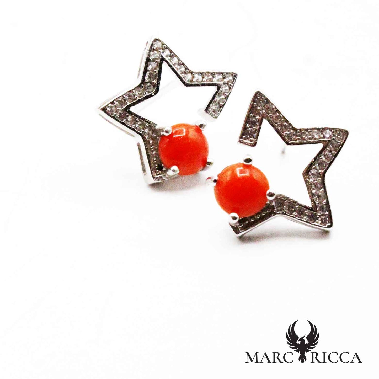 Boucles étoiles Zirconium & Boules de Corail