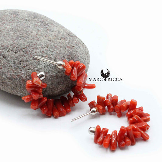 Boucles Argent Créoles Ouverte Corail Cupolino