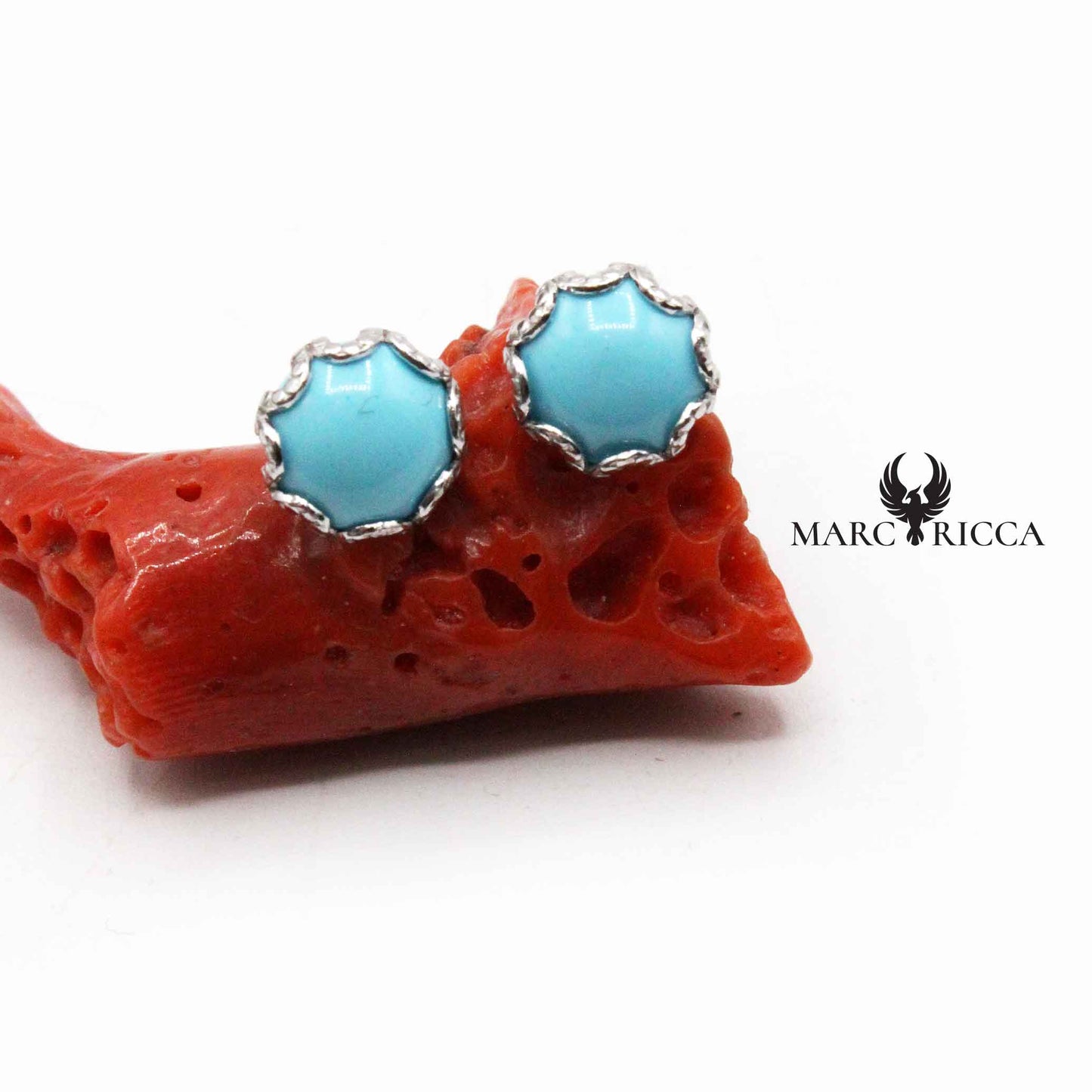 Boucles Argent Rondes Turquoises