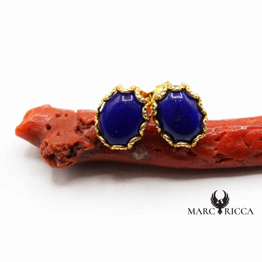 Boucles Argent Ovales Lapis Lazuli Vermeil