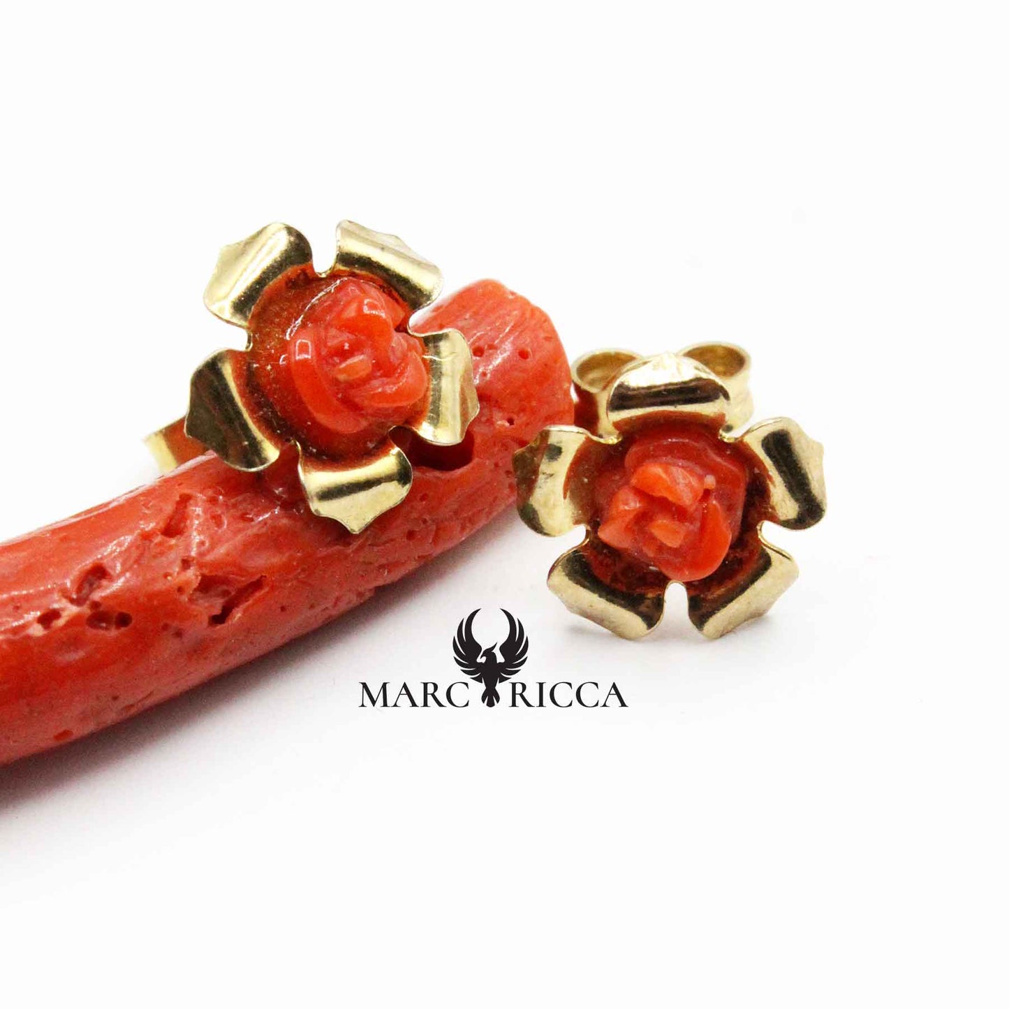 Boucles Fleurs Corail vermeil