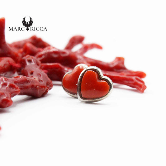 Boucles Argent Corail Coeur