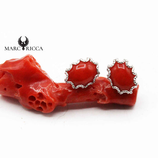 Boucles Argent Ovales Corail