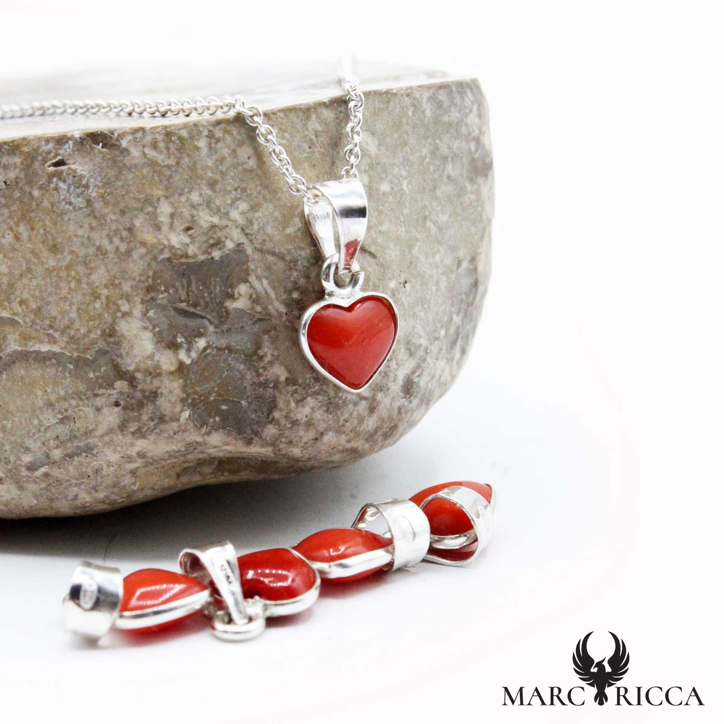 Pendentif Argent Cœur Corail Contouré