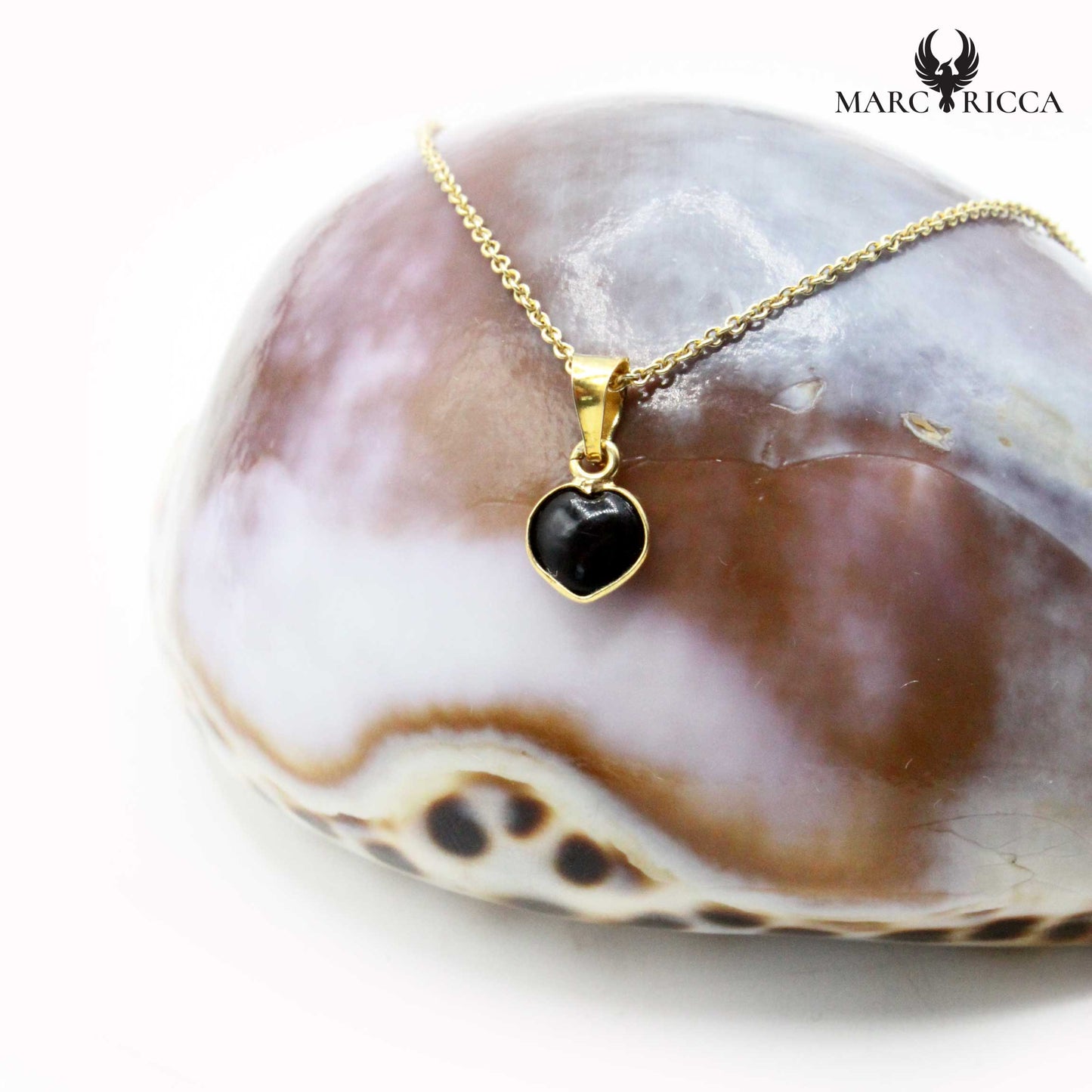 Pendentif Argent Cœur Contouré Lapis/Malachite/Onyx Vermeil