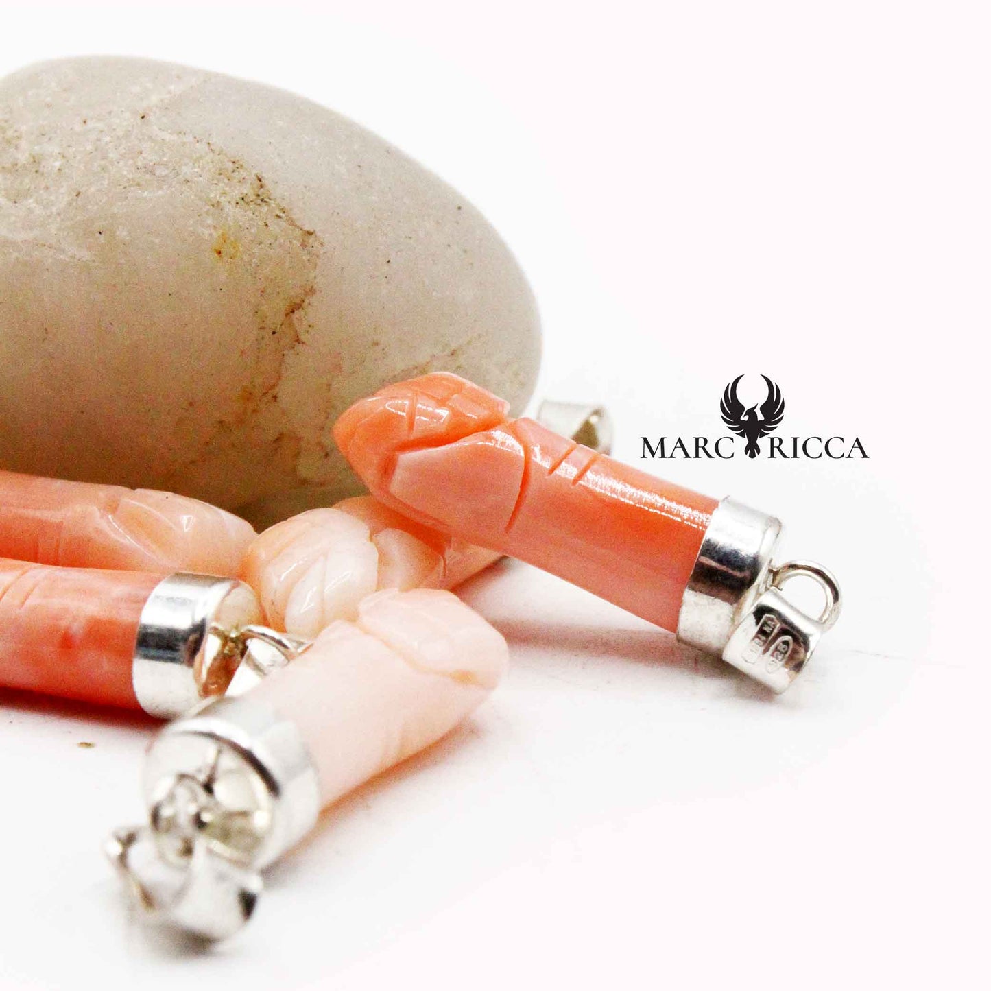 Pendentif Argent Main Corail Rose