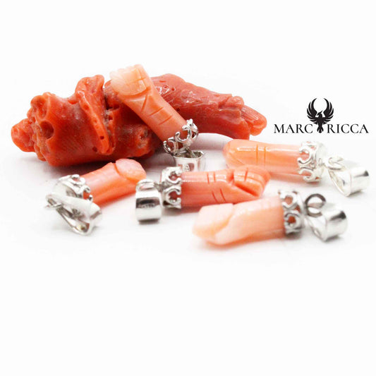 Pendentif Argent Main Festonné Corail Rose