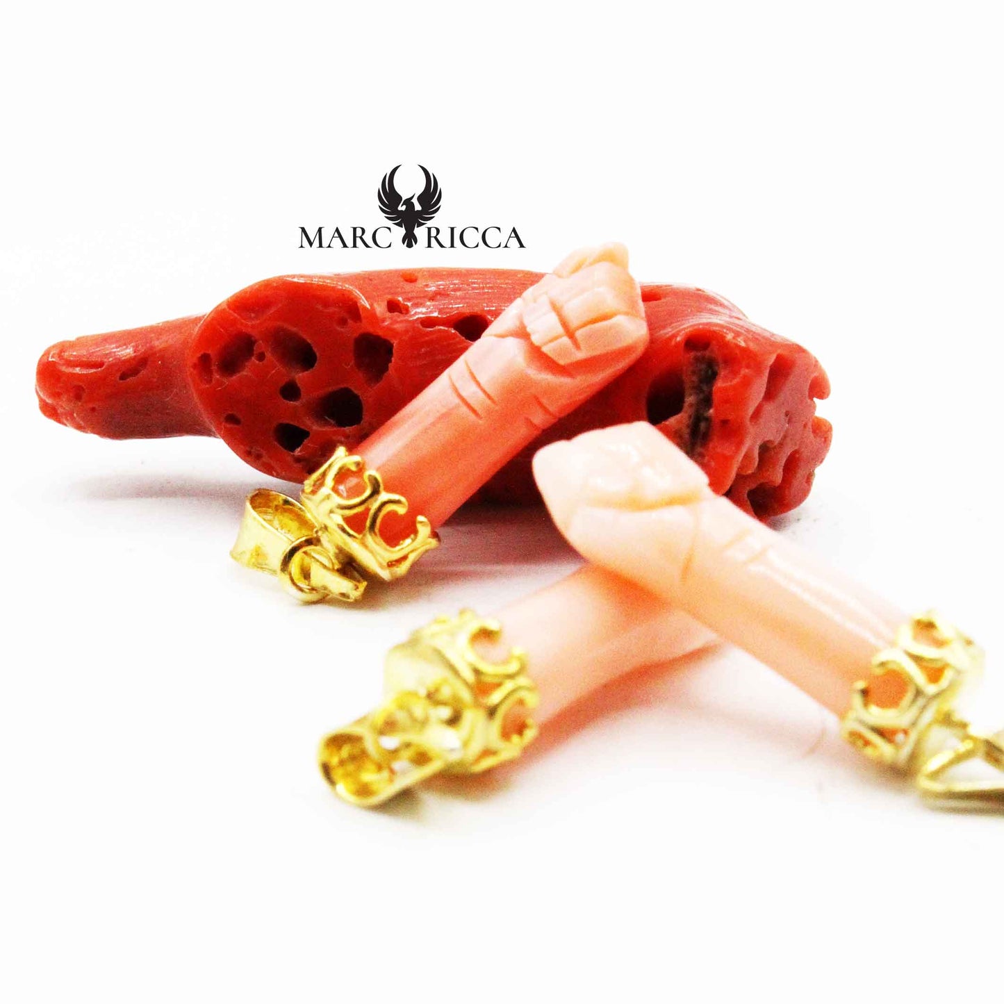 Pendentif Main Festonné Corail Rose