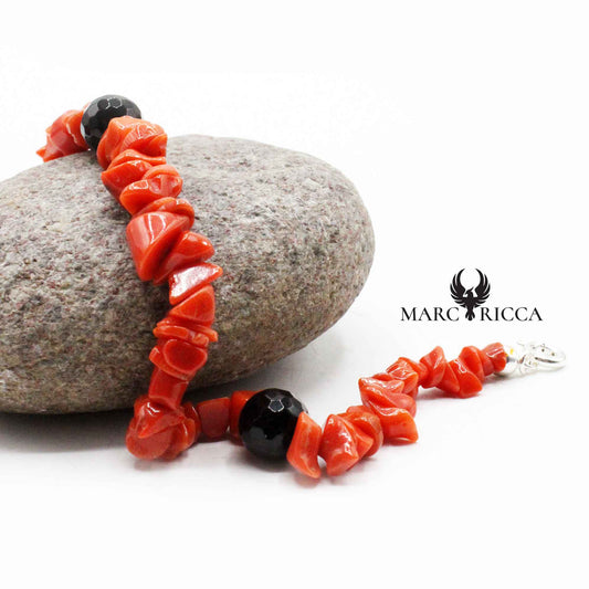 Bracelet Argent Sassi Corail Rouge