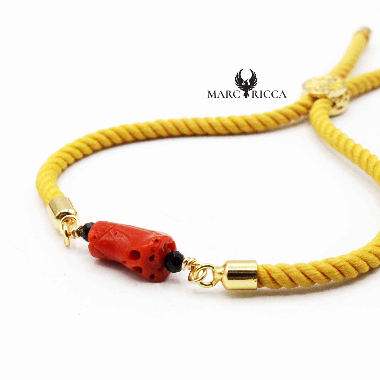 Bracelet Argent Corail Rouge & Onyx Vermeil