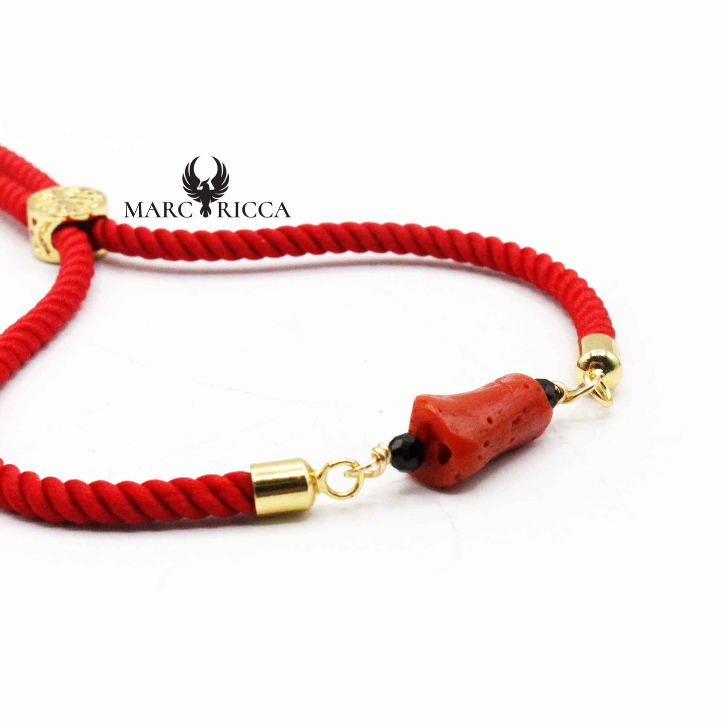 Bracelet Argent Corail Rouge & Onyx Vermeil