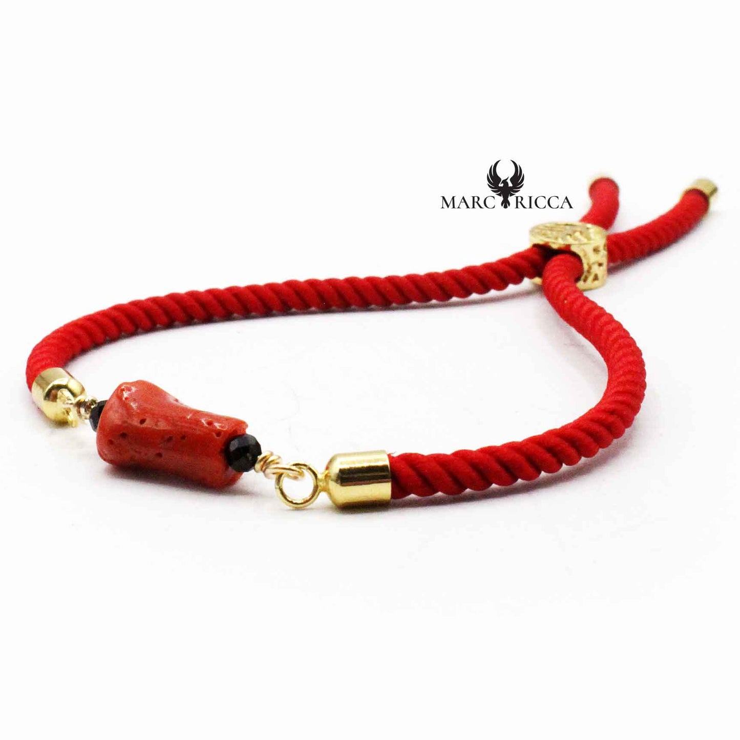 Bracelet Argent Corail Rouge & Onyx Vermeil