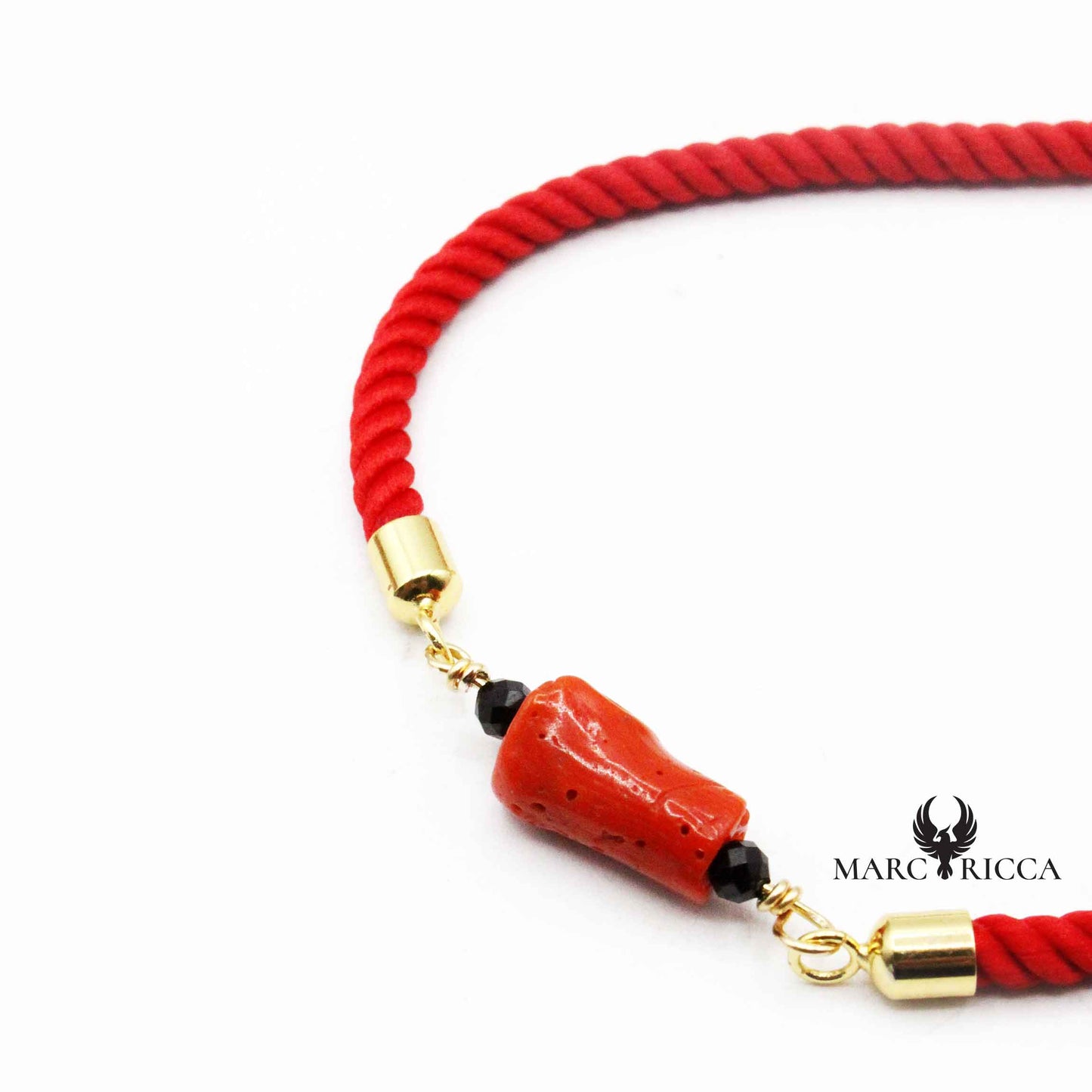 Bracelet Argent Corail Rouge & Onyx Vermeil