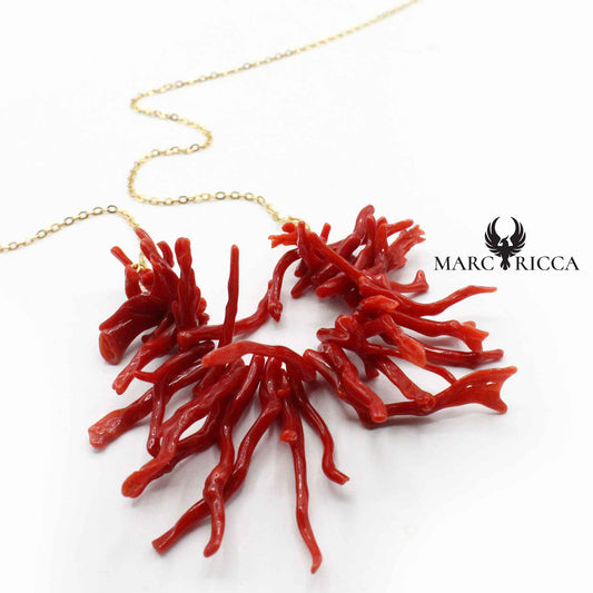 Collier Argent Franges de Corail Rouge