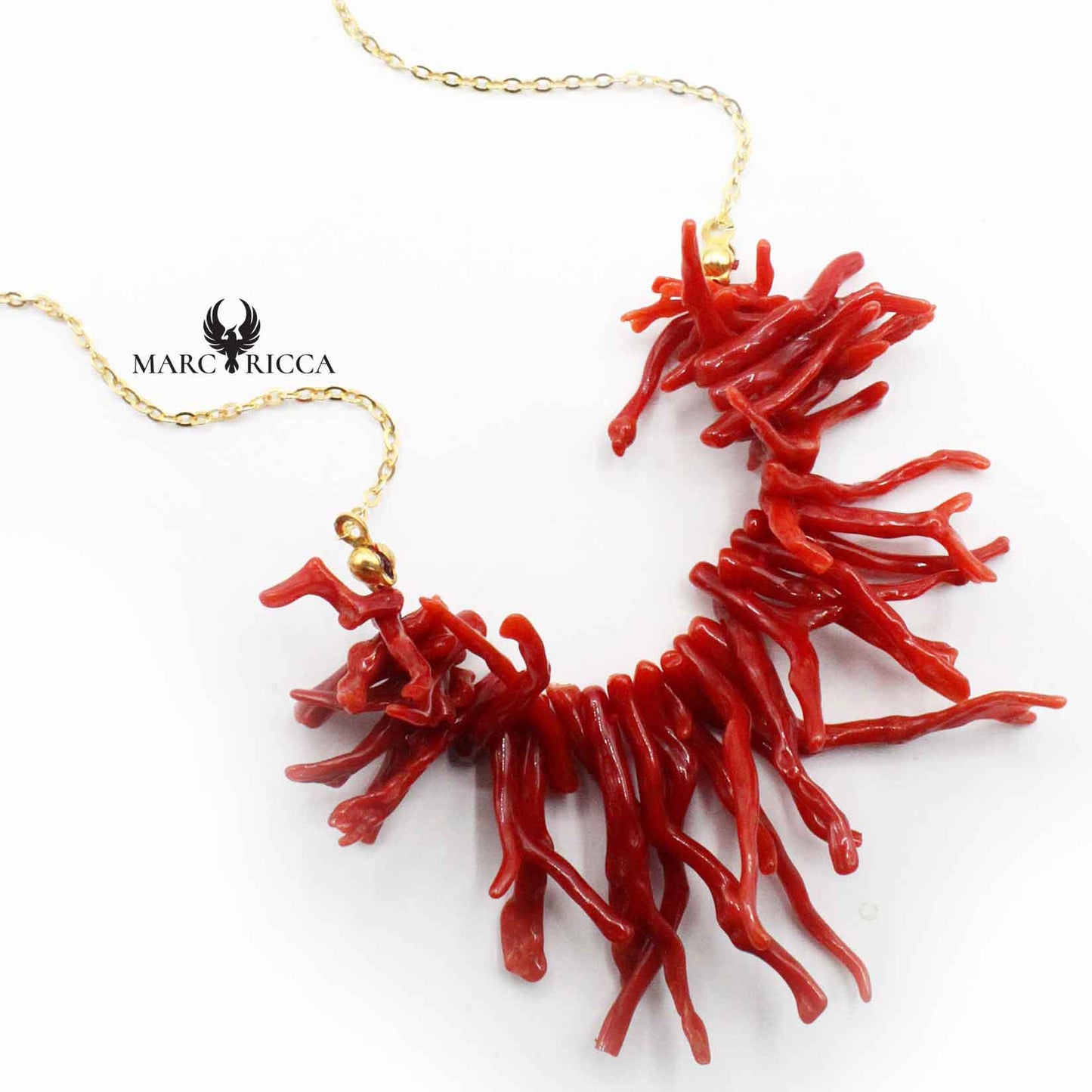 Collier Argent Franges de Corail Rouge