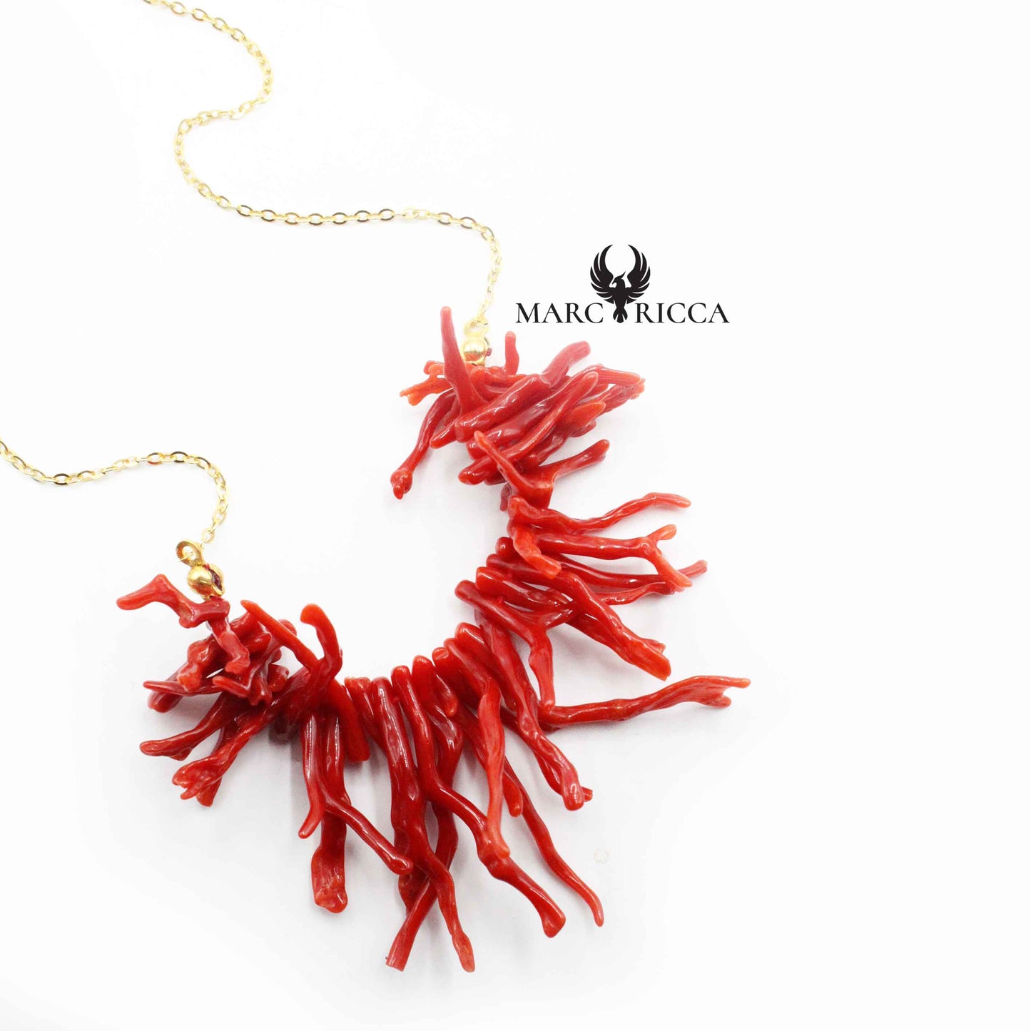 Collier Argent Franges de Corail Rouge