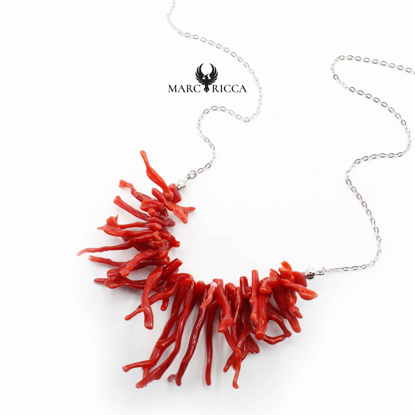 Collier Argent Franges de Corail Rouge