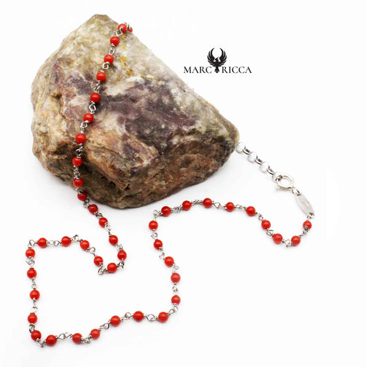 Collier Argent Corail Rouge