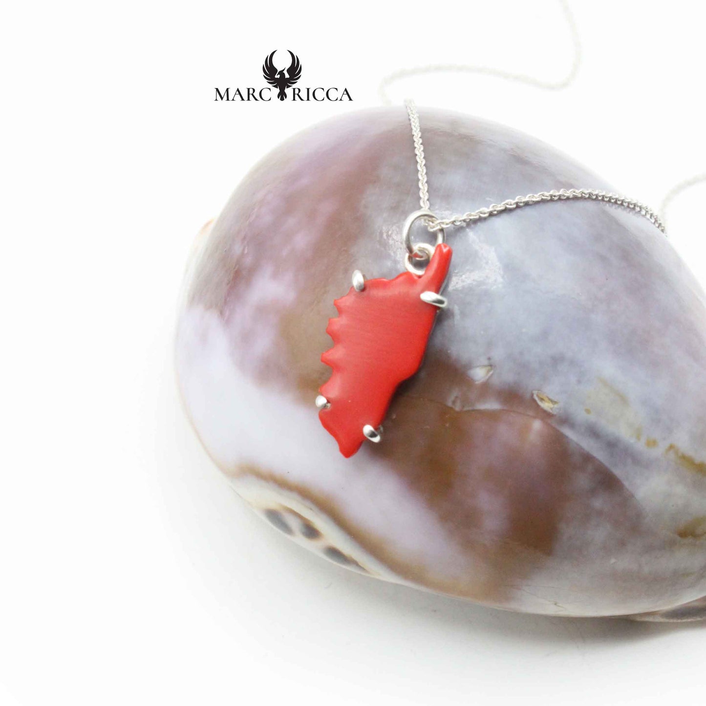 Pendentif Corse Argent et Corail (pate)