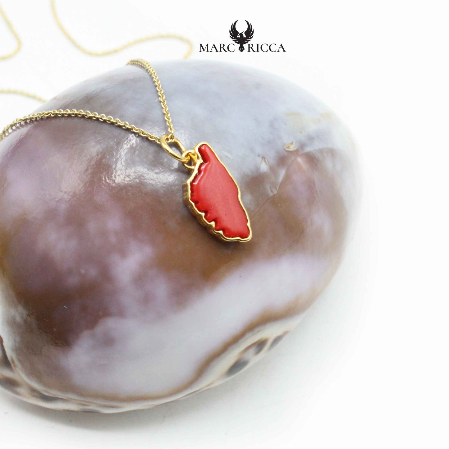 Pendentif Argent Corse Contour & Pâte de Corail
