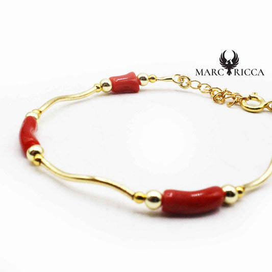 Bracelet Argent Tube Corail Vermeil