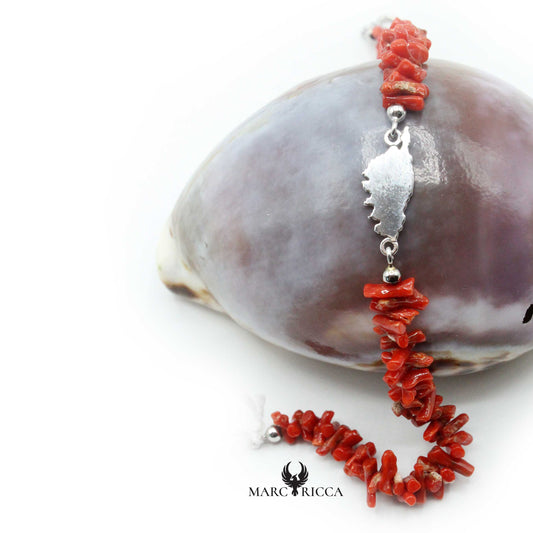 Bracelet Argent Corail Cupolinu Rouge et Corse