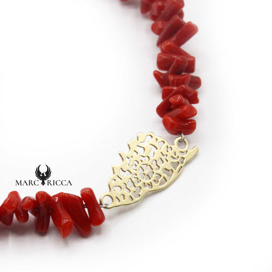Bracelet Argent Corail Cupolinu Rouge et Corse Ajourée