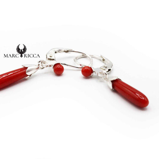Boucles Argent Dormeuses Corail Perle & Goutte