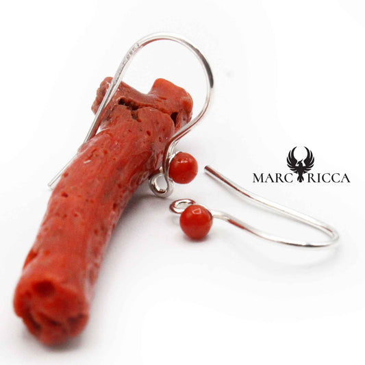 Boucles Argent Crochet Perle Corail 3mm