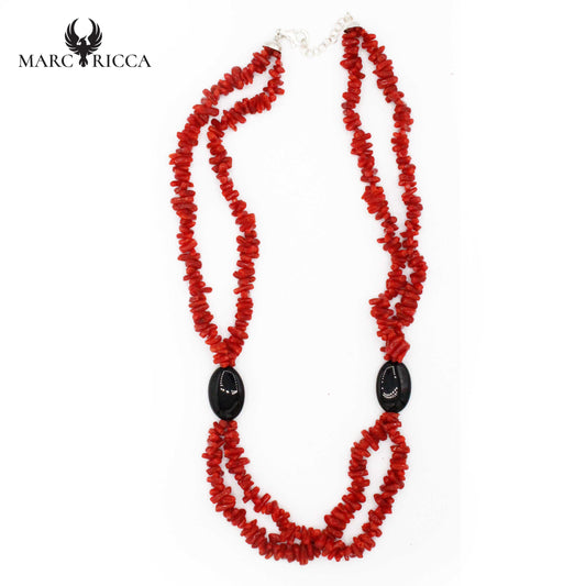 Collier Cupolino corail rouge et Onyx