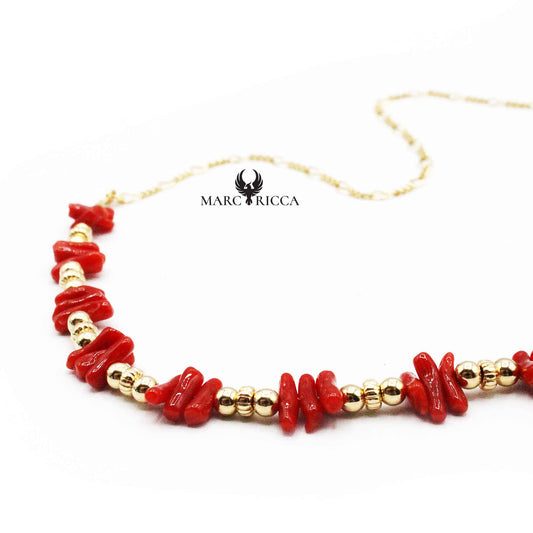 Collier Vermeil Corail Rouge & Perles