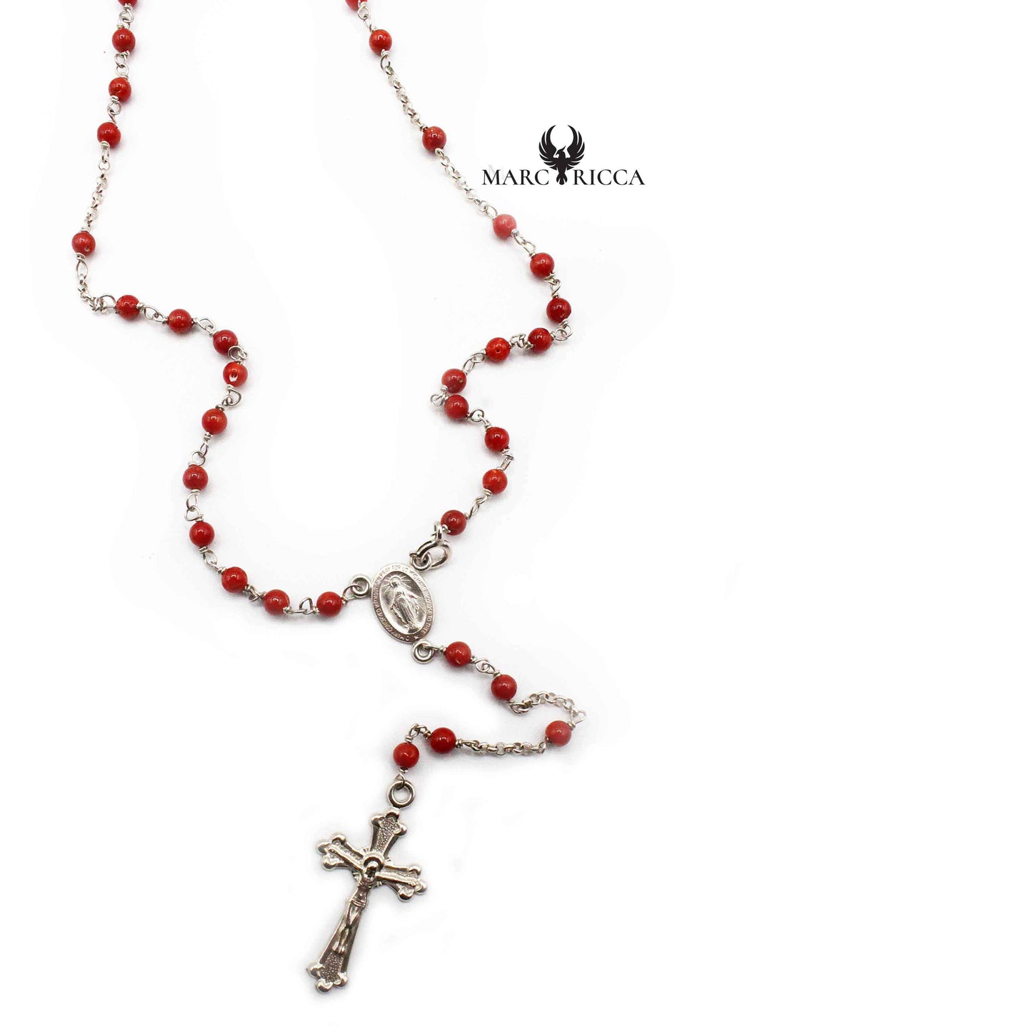Chapelet Argent Corail Rouge