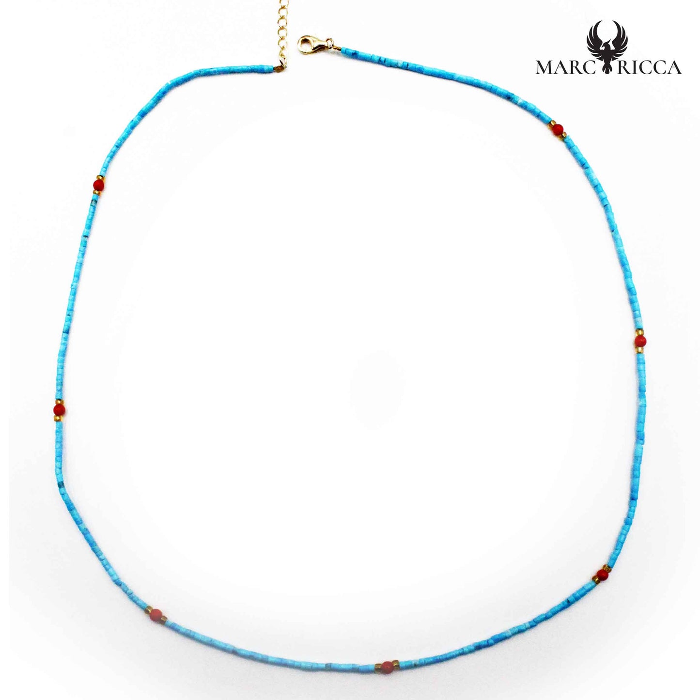Collier Turquoise et Corail Rouge