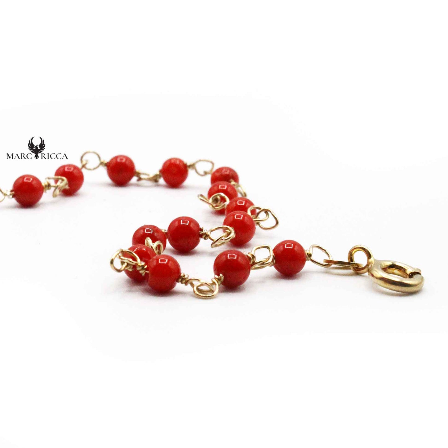 Bracelet Argent Perles de Corail Rouge Vermeil