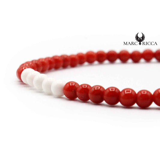 Bracelet Argent Perles de Corail Rouge et Blanc Vermeil