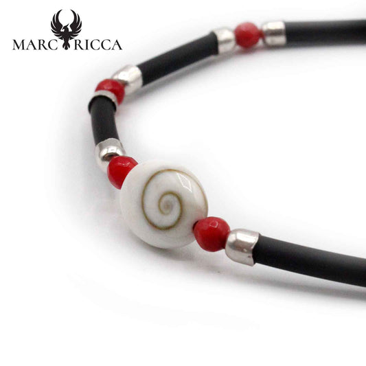 Bracelet Argent Corail Rouge Végétal & œil de St Lucie