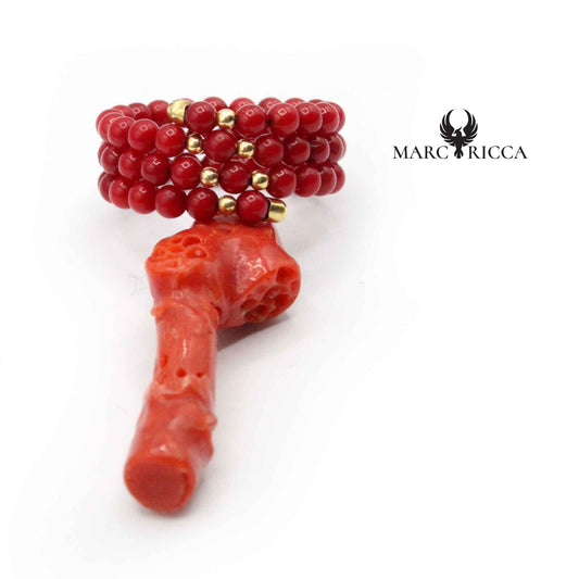Bague Vermeil Corail Végétal Rangs