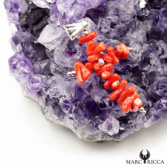 Pendentif Argent Croix en Corail Cupolino
