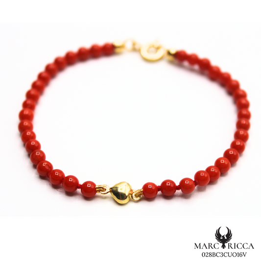 Bracelet Vermeil Corail Perle & Coeur