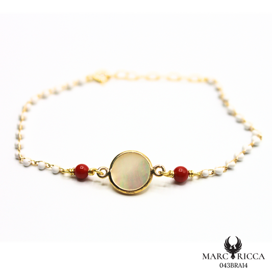 Bracelet Vermeil Corail, Perle Résine & Nacre