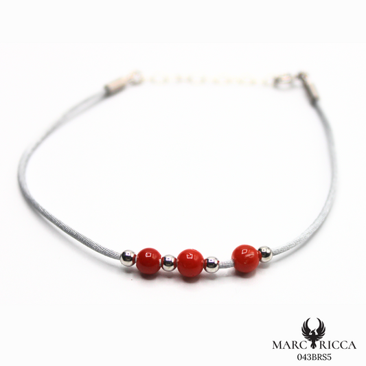 Bracelet Argent Corail Perle & Satin
